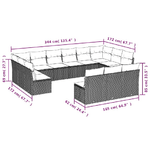 vidaXL Set Divani da Giardino 13 pz con Cuscini Grigio in Polyrattan