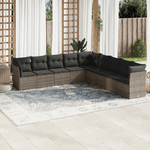 vidaXL Set Divano da Giardino 9 pz con Cuscini Grigio in Polyrattan