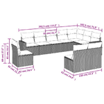 vidaXL Set Divani da Giardino 10pz con Cuscini in Polyrattan Nero