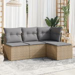 vidaXL Set Divano da Giardino 4 pz con Cuscini Beige in Polyrattan