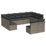 vidaXL Set Divani da Giardino 11 pz con Cuscini in Polyrattan Grigio