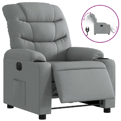 vidaXL Poltrona Elettrica Reclinabile Grigio Chiaro in Tessuto