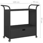 vidaXL Carrello da Bar con Cassetto Nero 100x45x97 cm in Polyrattan