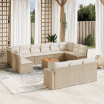 vidaXL Set Divani da Giardino 14pz con Cuscini in Polyrattan Beige