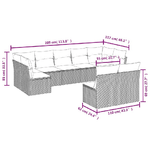 vidaXL Set Divano da Giardino 9 pz con Cuscini Grigio in Polyrattan