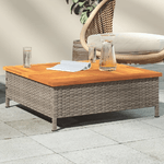 vidaXL Tavolo da Giardino Grigio 70x70x25cm Rattan e Legno di Acacia