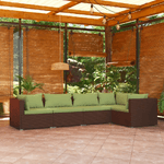 Set Divani da Giardino 5 pz con Cuscini in Polyrattan Marrone