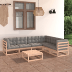 vidaXL Set Divani da Giardino 7 pz con Cuscini Legno Massello di Pino