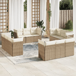 vidaXL Set Divani da Giardino 12 pz con Cuscini Beige in Polyrattan