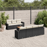 vidaXL Set Divani da Giardino con Cuscini 8 pz Nero in Polyrattan