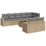 vidaXL Set Divano da Giardino 9 pz con Cuscini Beige in Polyrattan