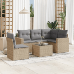 vidaXL Set Divano da Giardino 6 pz con Cuscini Beige in Polyrattan