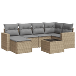 vidaXL Set Divani da Giardino 7 pz con Cuscini Beige in Polyrattan