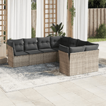 vidaXL Set Divano da Giardino 8 pz con Cuscini Grigio in Polyrattan