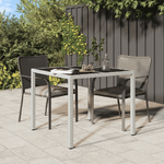 vidaXL Tavolo Giardino 90x90x75 cm Vetro Temperato e Polyrattan Bianco