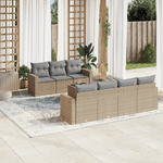 vidaXL Set Divano da Giardino 8 pz con Cuscini Beige in Polyrattan