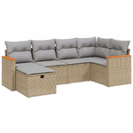 vidaXL Set Divano da Giardino 6 pz con Cuscini Beige Misto Polyrattan