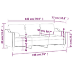 vidaXL Divano a 3 Posti con Cuscini Grigio Scuro 180 cm in Tessuto