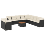 vidaXL Set Divani da Giardino 12 pz con Cuscini Nero in Polyrattan