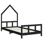 vidaXL Giroletto per Bambini Nero 90x190 cm in Legno Massello di Pino