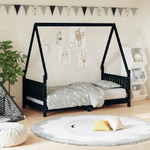 vidaXL Giroletto per Bambini Nero 80x160 cm in Legno Massello di Pino