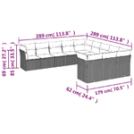 vidaXL Set Divani da Giardino 11 pz con Cuscini in Polyrattan Grigio