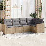 vidaXL Set Divano da Giardino 5 pz con Cuscini Beige in Polyrattan