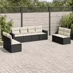 vidaXL Set Divani da Giardino con Cuscini 8 pz Nero in Polyrattan