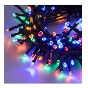 Luci di Natale con 200 Led Multicolor 8Mt Cavo Scuro 3Mt e Trasformatore per Interno e Esterno con giochi luce