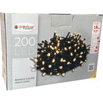 Luci di Natale con 200 Led Bianco Caldo 8Mt Cavo Scuro 3Mt e Trasformatore per Interno e Esterno con giochi luce