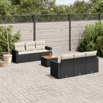 vidaXL Set Divani da Giardino con Cuscini 7pz Nero Polyrattan