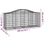 vidaXL Cesti Gabbioni ad Arco 9 pz 200x50x80/100 cm Ferro Zincato