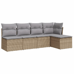 vidaXL Set Divano da Giardino 5 pz con Cuscini Beige in Polyrattan