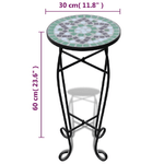 vidaXL Tavolino per Piante con Mosaico Verde e Bianco