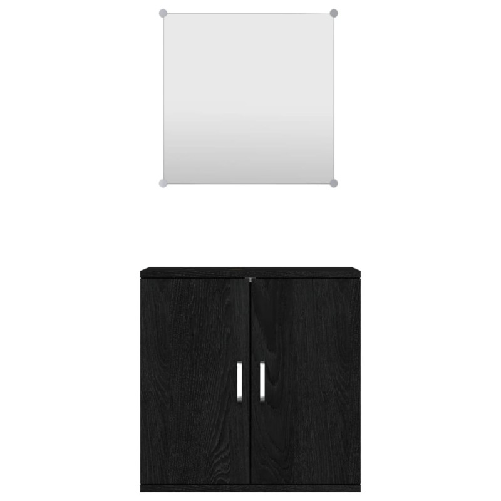 Set Mobili da Bagno 2 pz Nero in Legno Multistrato