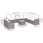 vidaXL Set Divani da Giardino 11 pz con Cuscini in Polyrattan Nero