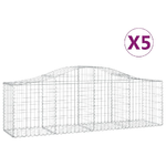 vidaXL Cesti Gabbioni ad Arco 5 pz 200x50x60/80 cm Ferro Zincato