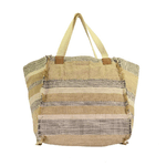 Vacchetti Borsa tessuto naturale crema blu con manici cm46/60x5h39/60