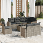 vidaXL Set Divano da Giardino 9 pz con Cuscini Grigio in Polyrattan