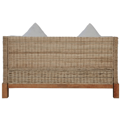 vidaXL Divano a 2 Posti con Cuscini in Rattan Naturale