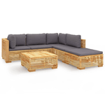 vidaXL Set Divani da Giardino 6 pz con Cuscini Legno Massello di Teak