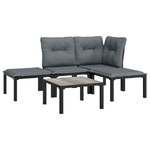 vidaXL Set Salotto da Giardino 5 pz Nero e Grigio in Polyrattan