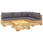 vidaXL Set Divani da Giardino 5 pz con Cuscini Legno Massello di Teak