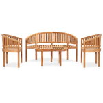 vidaXL Set Salotto da Giardino 4 pz Design Curvo in Massello di Teak