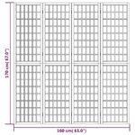 Divisorio Pieghevole 4 Pannelli Stile Giapponese 160x170 Bianco