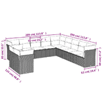 vidaXL Set Divani da Giardino 11 pz con Cuscini in Polyrattan Grigio