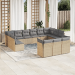 vidaXL Set Divano da Giardino 13 pz con Cuscini Beige in Polyrattan