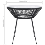 vidaXL Tavolo da Giardino Nero 70x74 cm in Rattan e Vetro