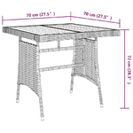 vidaXL Tavolo Giardino Nero 70x70x72 cm Polyrattan e Massello d'Acacia