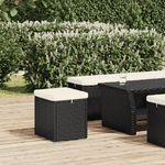 vidaXL Ottomana con Cuscino Nero 40x30x40 cm in Polyrattan